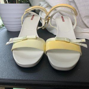 PRADA Lemon Wedges with Velcro Strap